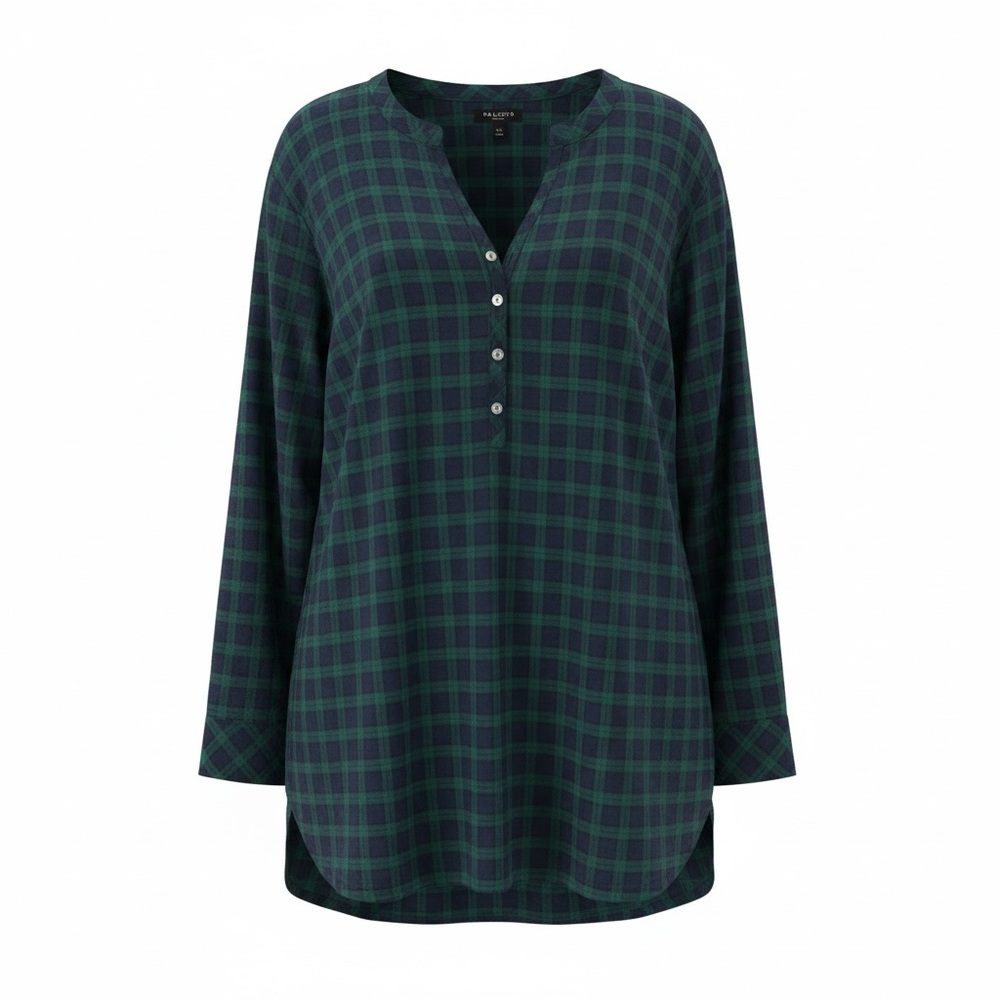 Talbots 3/4 sleeve plaid shirt